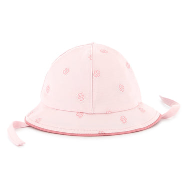 BOSS Gorro para bebe niña all over print logo rosa